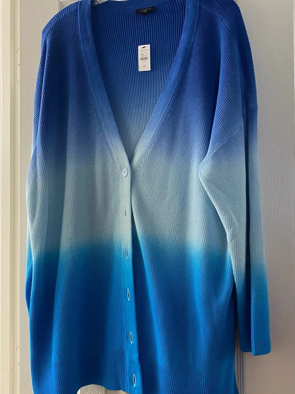 NWT Talbots Blue Ombre Button-Front Cardigan 2X 18 20 - Picture 1 of 6